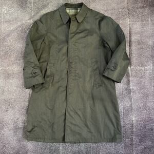 Mens Vintage 70's Gleneagles Royal Touch Gray Button Up Trench Coat Jacket Sz 38